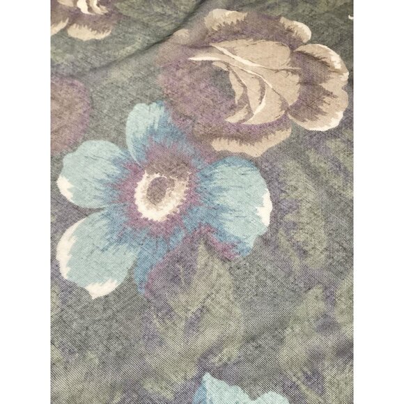 KENZO PARIS Purple Green Floral Cotton Veiled Scarf M.In Japan 44" - 42´´ E.C - Picture 6 of 10